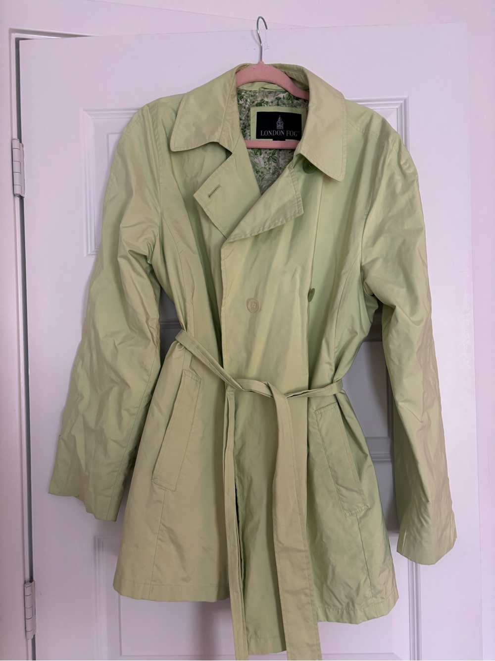 London Fog Women's Light Green Trench Coat (XL)